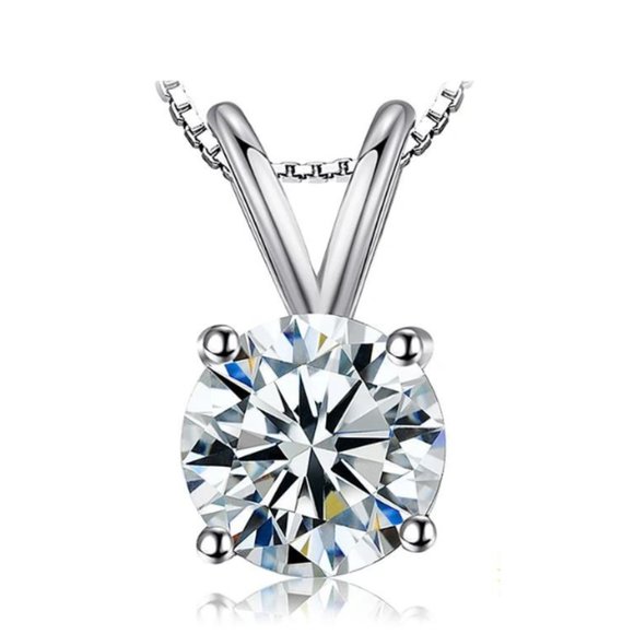 π 1ct Simulated Diamond CZ Stud Pendant - Picture 5 of 7